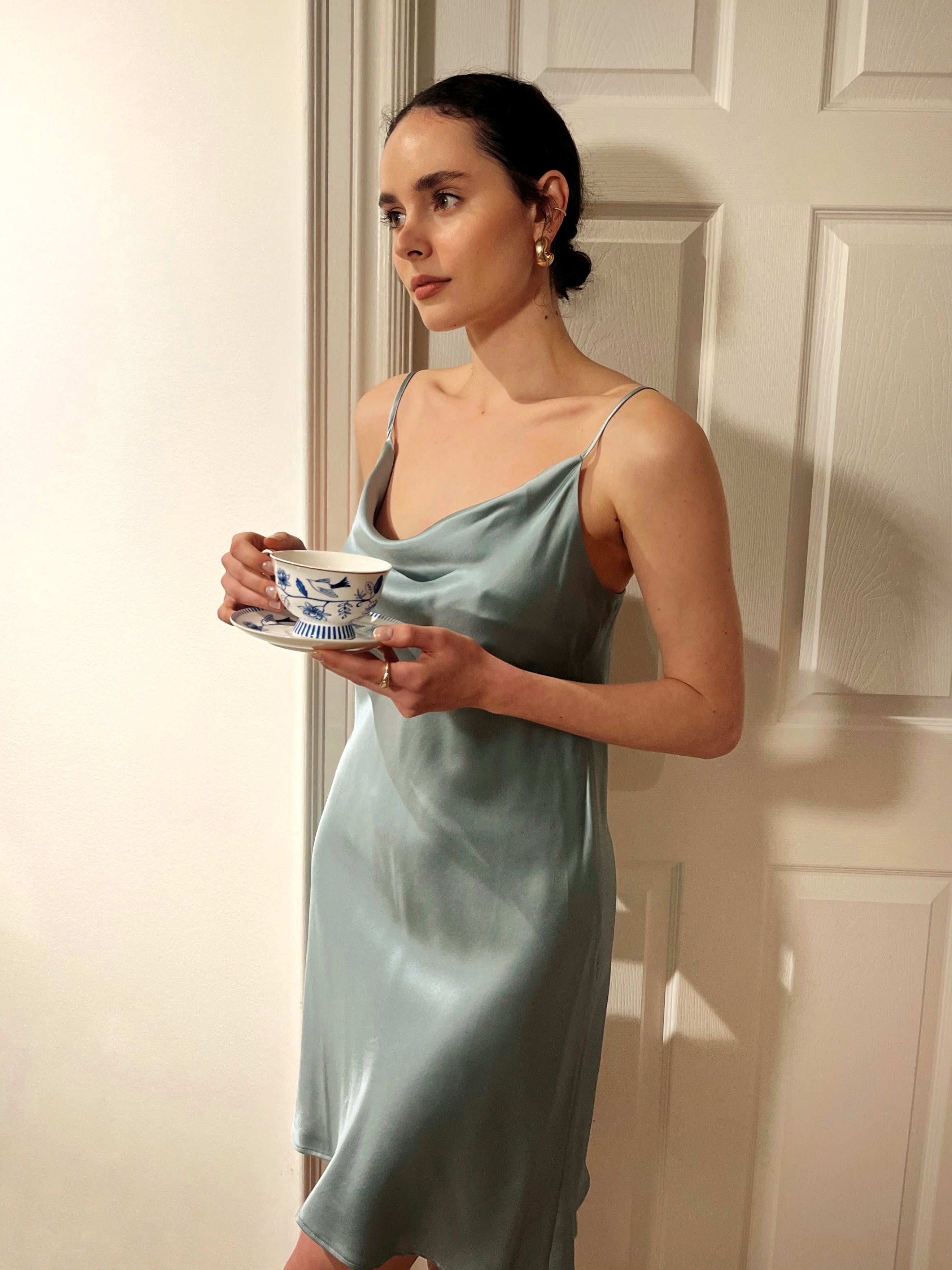 Cowl Neck Short Slip Dress