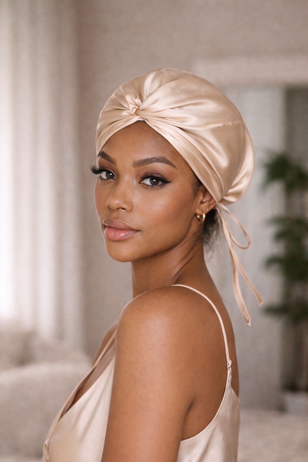 Silk Hair Turban Adjustable String