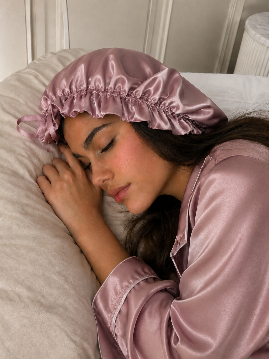 100% Mulberry Silk Adjustable Double Layered Caps Bonnets