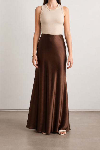 100% Mulberry Silk Slip Skirt Maxi Length