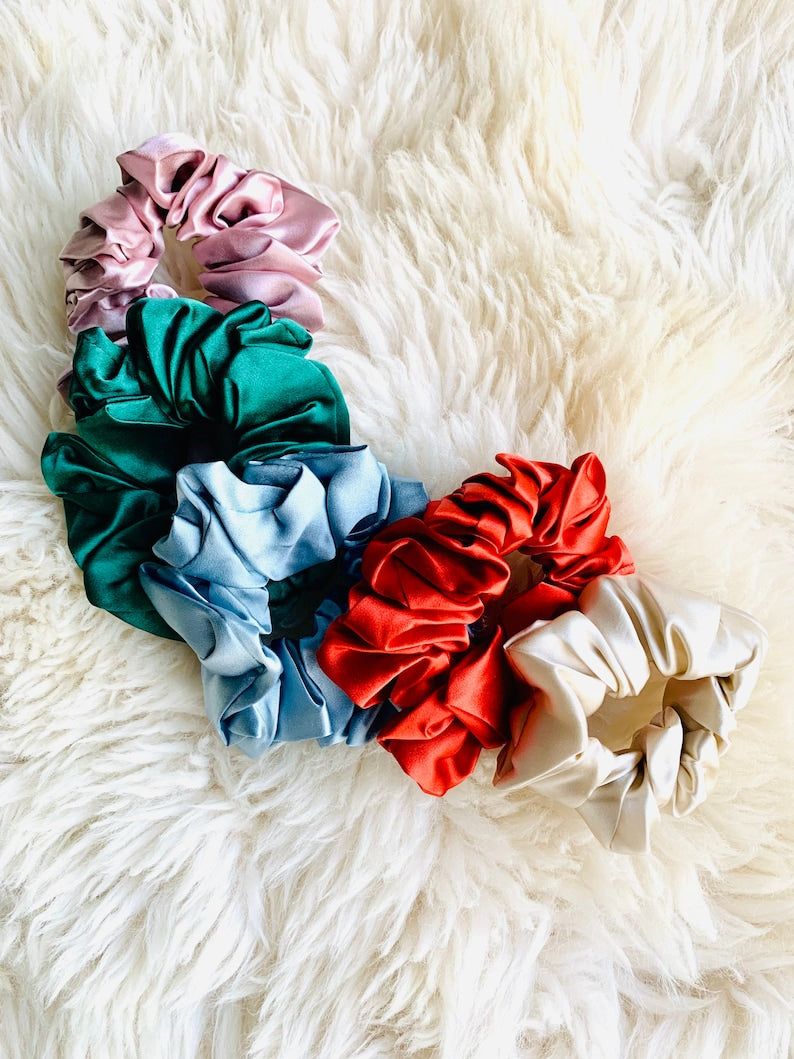 100% Silk Large Scrunchies