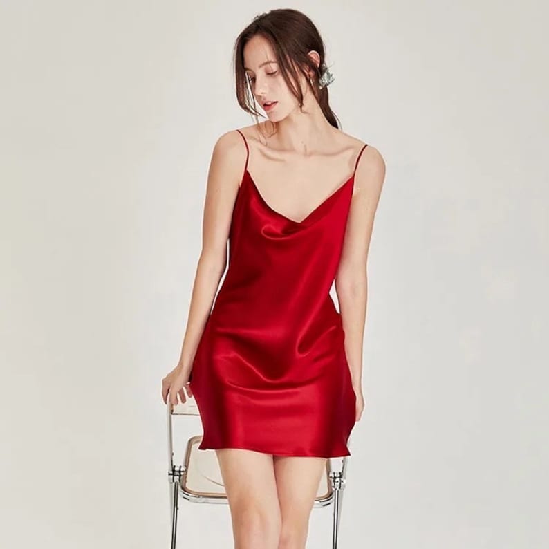 Cowl Neck Short Slip Dress