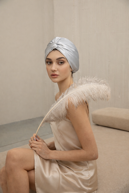 100% Turban Style Twisted Silk Caps