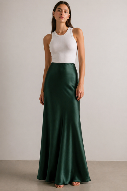 100% Mulberry Silk Slip Skirt Maxi Length