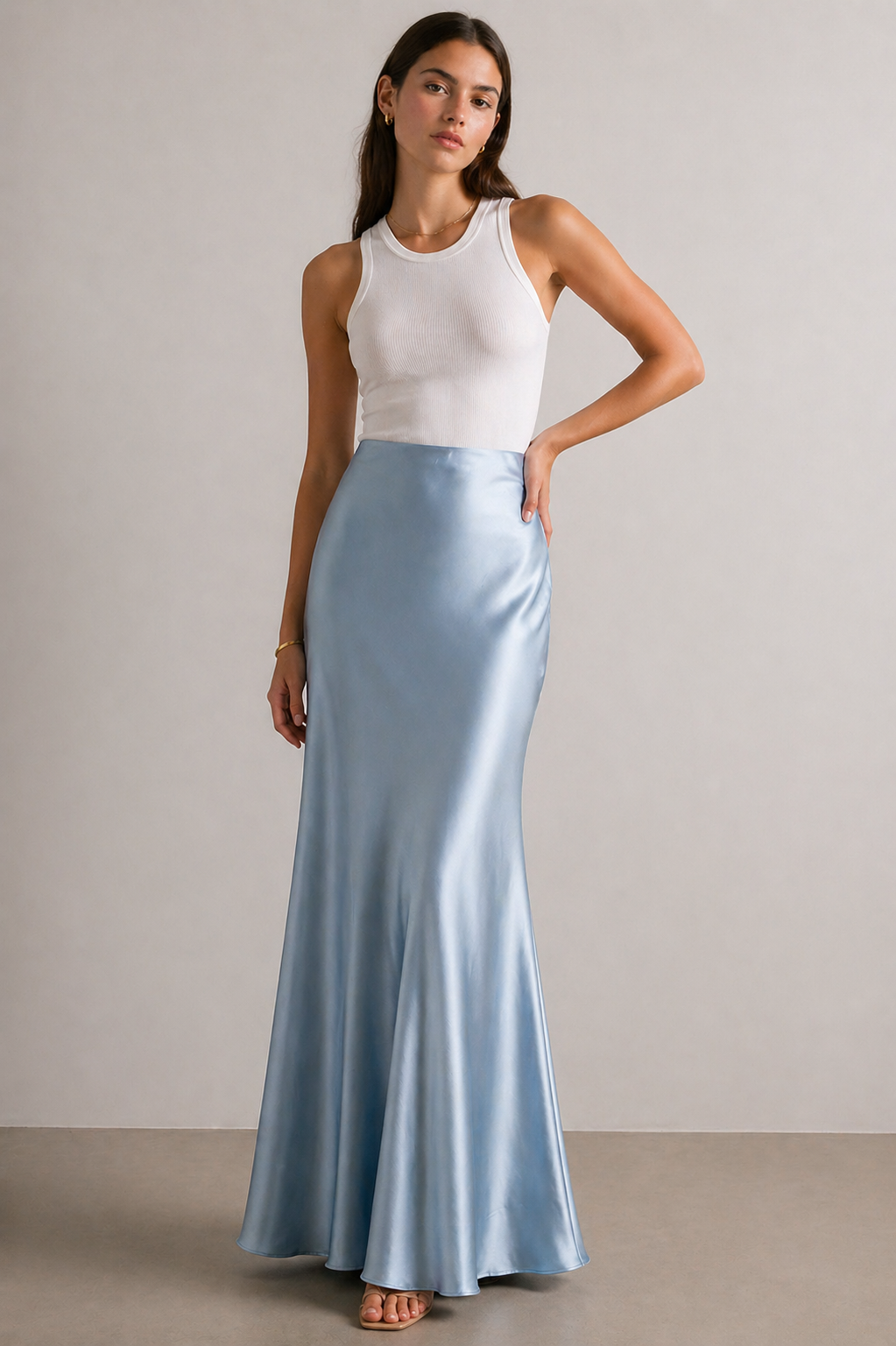 100% Mulberry Silk Slip Skirt Maxi Length