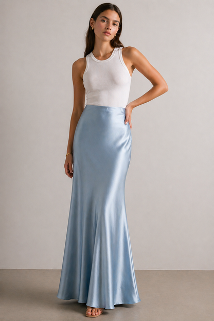 100% Mulberry Silk Slip Skirt Maxi Length