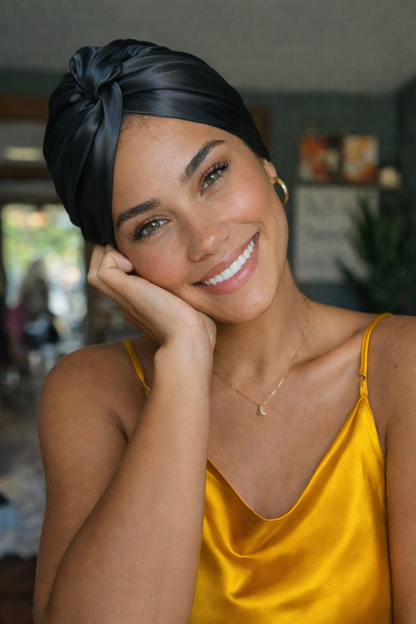Pure Silk Twisted Turban Style Cap Adjustable Strings